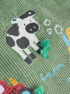 Groen met boerderijprint - Corduroy bretelbroeken en Bodysuit set (0mnd-2jr)