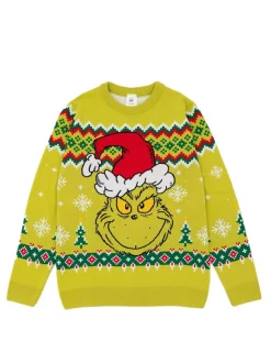 Groen met kerst-Grinch - Vanilla Underground - Gelicentieerde gebreide herenkersttrui