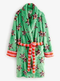 Groen met luipaardprint - Eleanor Bowmer Leopard Print Fleece Robe