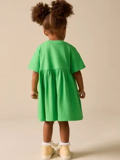 Groen met regenboog - Jersey Dress (3mths-7yrs)