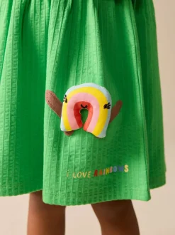 Groen met regenboog - Jersey Dress (3mths-7yrs)