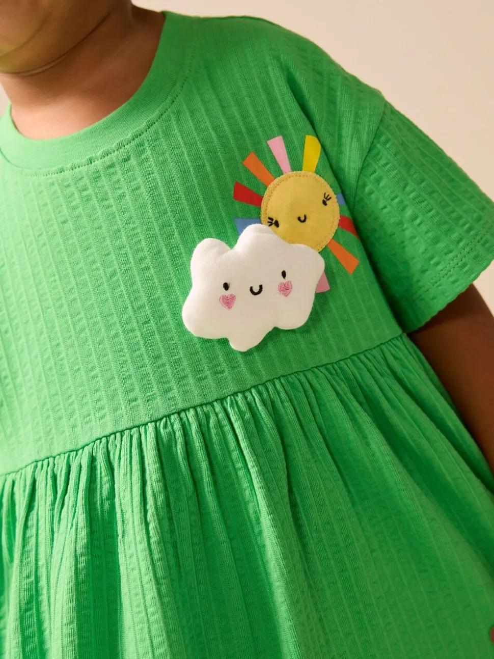 Groen met regenboog - Jersey Dress (3mths-7yrs)