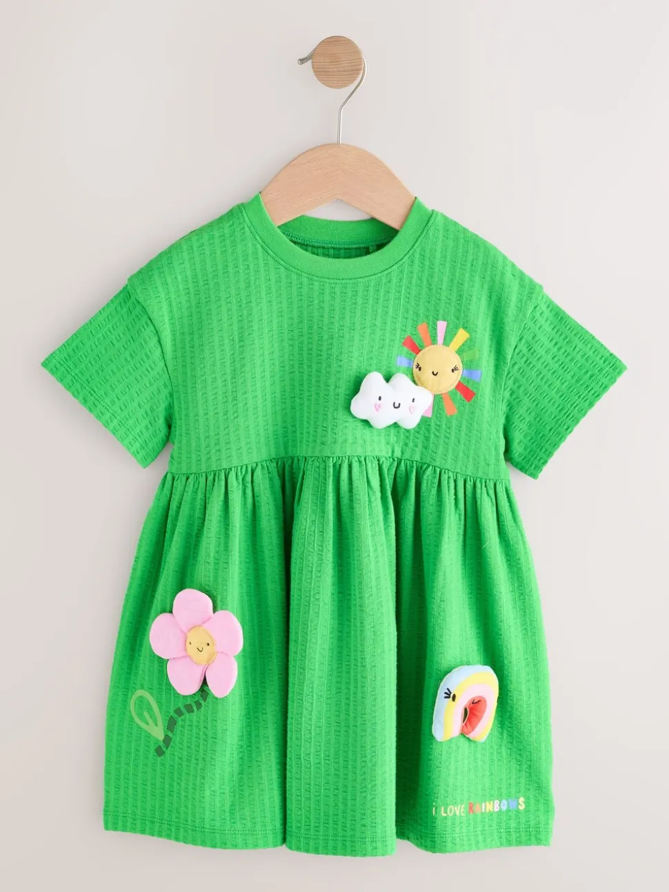 Groen met regenboog - Jersey Dress (3mths-7yrs)