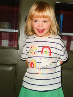 Groen met regenboog - Short Sleeve Top and Barrel Trousers Set (3mths-7yrs)