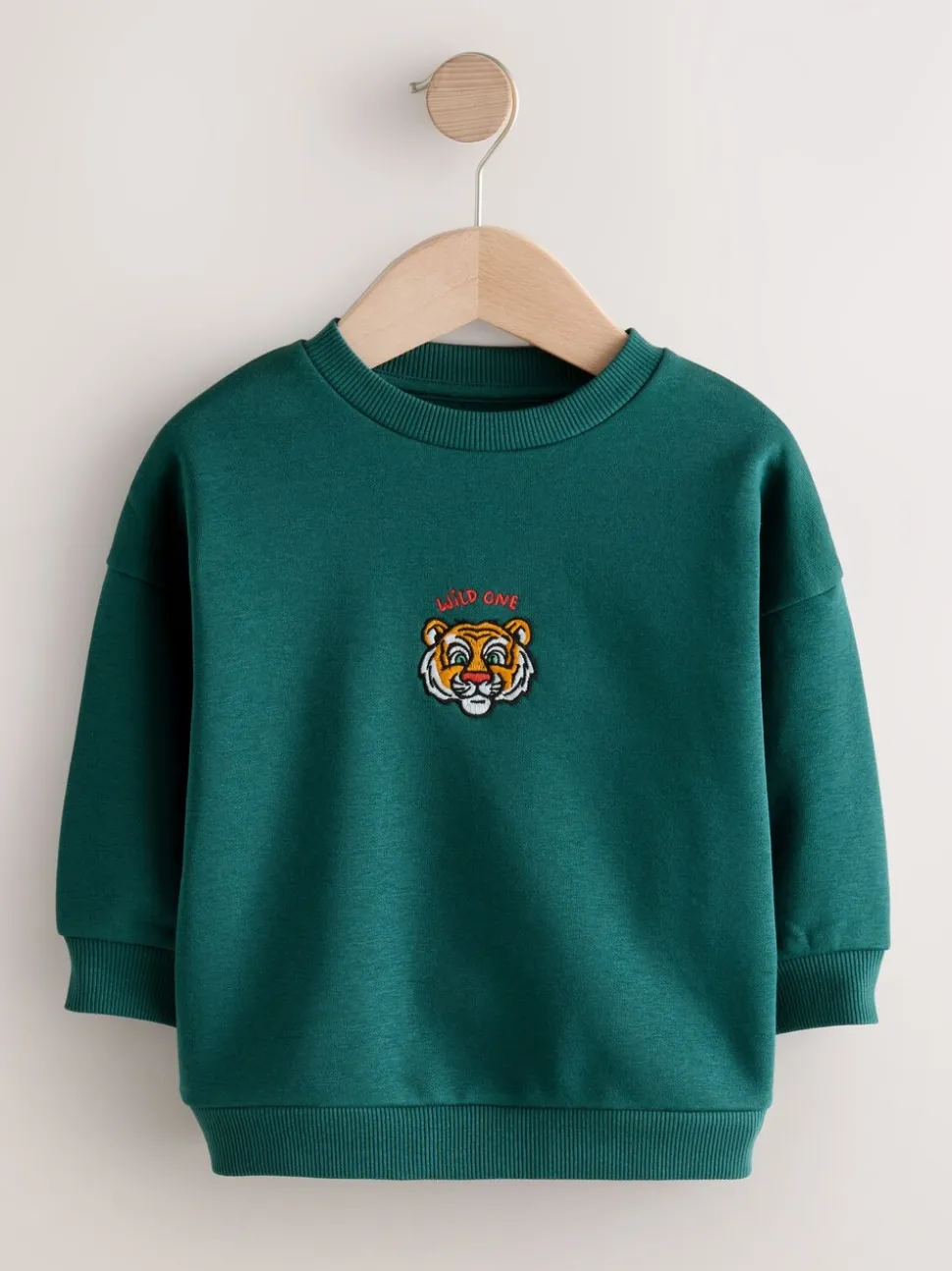 Groen met tijgerprint - Sweatshirt met ronde hals en all-over print (3 mnd - 7 jr)