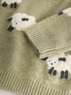 Groen schaap - Gebreide trui met ronde hals (3 mnd - 7 jr)