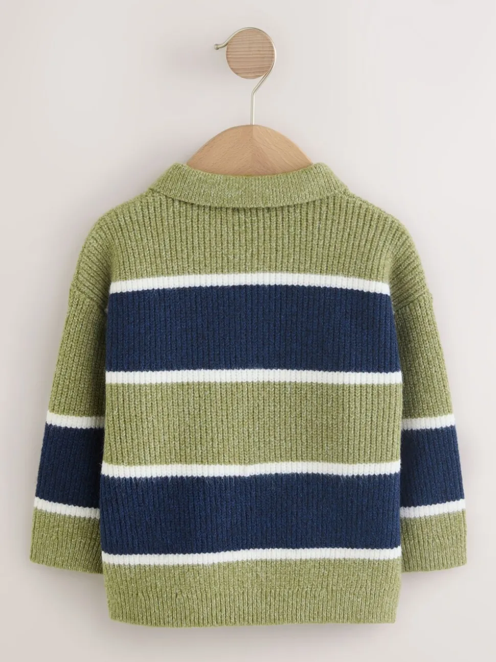 Groen/blauw - Gebreid gestreept rugbypoloshirt (3mnd-7jr)