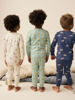 Groen/blauw transport - Mini Knusse Pyjama's 3 Set (9mnd-10jr)
