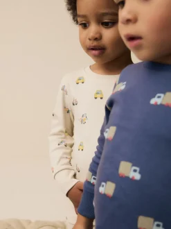 Groen/blauw transport - Mini Knusse Pyjama's 3 Set (9mnd-10jr)