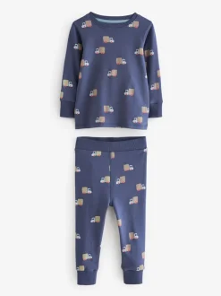 Groen/blauw transport - Mini Knusse Pyjama's 3 Set (9mnd-10jr)