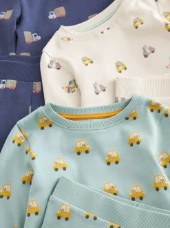 Groen/blauw transport - Mini Knusse Pyjama's 3 Set (9mnd-10jr)