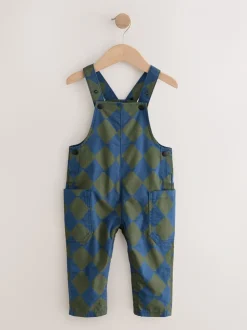 Groen/blauwe Harlequin - Tuinbroek (3mnd -7jr)