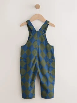 Groen/blauwe Harlequin - Tuinbroek (3mnd -7jr)