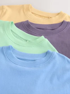 Groen/blauw/geel/paars - Set van 4 T-shirts met korte mouwen (3-16 jr)