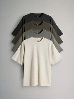 Groen/Bruin/Zwart - The Set 4 Pack Short Sleeve Cotton T-Shirts