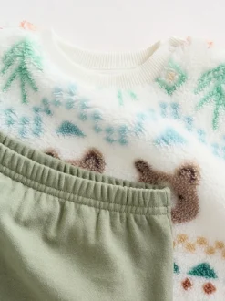 Groene beer Fairisle - Set van fleece top en joggingbroek voor baby's (0mnd -2jr)