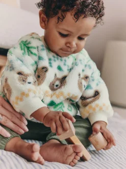Groene beer Fairisle - Set van fleece top en joggingbroek voor baby's (0mnd -2jr)