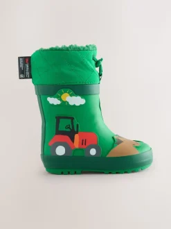 Groene boerderijdieren - Thinsulate™ - Gevoerde thermoregenlaarzen met boord
