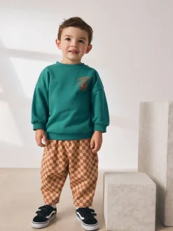 Groene croissant - Set met sweatshirt en joggingbroek met strepen (3mnd-7jr)