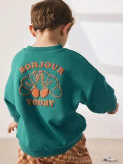 Groene croissant - Set met sweatshirt en joggingbroek met strepen (3mnd-7jr)