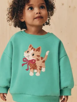 Groene kat - Sweatshirt met ronde hals (3 mnd-7 jr)