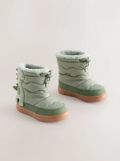 Groene Khaki Dino - Thermal Thinsulate™ gevoerde doorgestikte waterbestendige laarzen