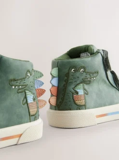Groene krokodil - Hoge schoenen met klittenbandsluiting