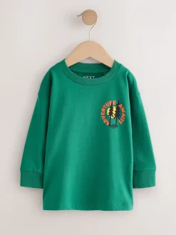 Groene scène - T-shirt met lange mouwen en print op de rug (3mnd -8jr)