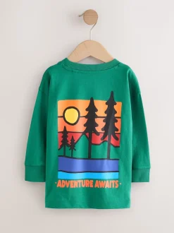 Groene scène - T-shirt met lange mouwen en print op de rug (3mnd -8jr)