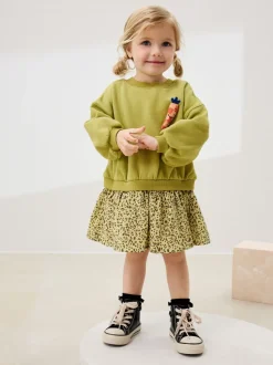 Groene wortel - Sweatjurk met mesh rok (3mnd -7jr)
