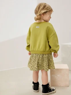 Groene wortel - Sweatjurk met mesh rok (3mnd -7jr)