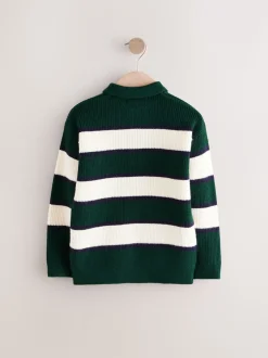Groen/ecru gestreept - Gebreid rugbyshirt (3-16jr)