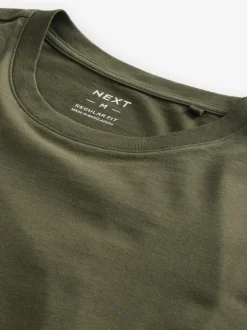 Groen-kaki - Normale Pasvorm - Essentieel katoenen T-shirt met ronde hals