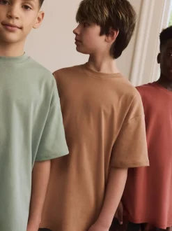 Groen/oranje - Set van 3 geweven geruite pyjama's (3-16 jr)