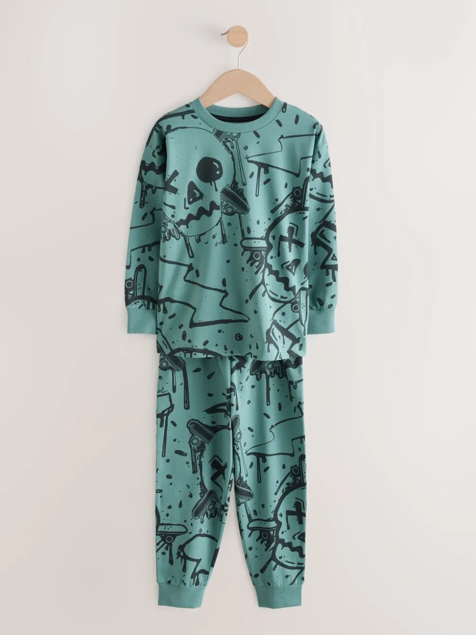 Groen/oranje graffiti-schedel - Verpakking van 3 pyjama's met lange mouwen (3-16 jr)