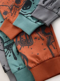Groen/oranje graffiti-schedel - Verpakking van 3 pyjama's met lange mouwen (3-16 jr)