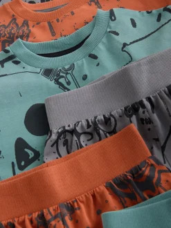 Groen/oranje graffiti-schedel - Verpakking van 3 pyjama's met lange mouwen (3-16 jr)