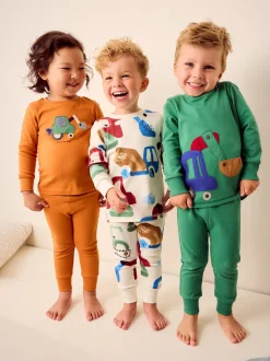 Groen/oranje transport - Mini Knusse Pyjama's 3 Set (9mnd-10jr)