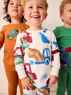 Groen/oranje transport - Mini Knusse Pyjama's 3 Set (9mnd-10jr)