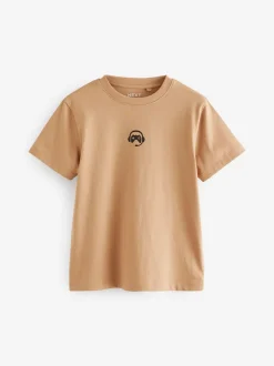 Groen/rood/camel/paars - Verpakking van 4 T-shirts met kleine grafische print en korte mouwen (3 - 16 jr)