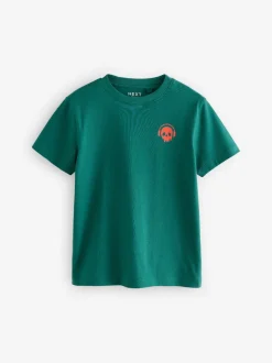 Groen/rood/camel/paars - Verpakking van 4 T-shirts met kleine grafische print en korte mouwen (3 - 16 jr)