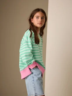 Groen/roze - Sweatshirt (3 - 16 jr)
