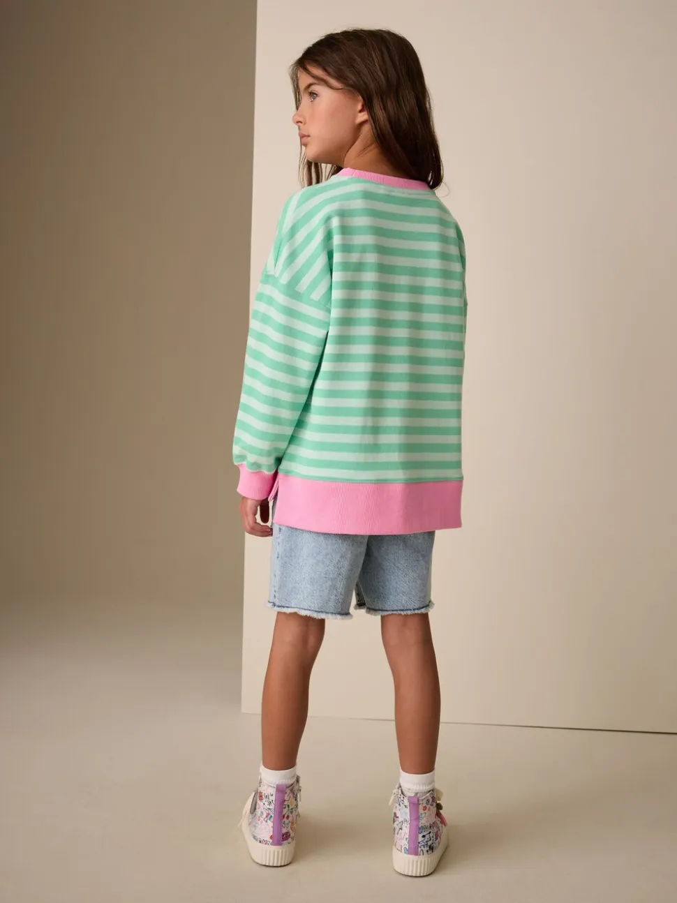 Groen/roze - Sweatshirt (3 - 16 jr)