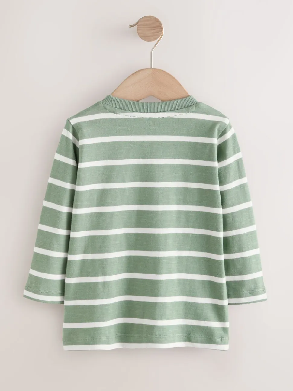 Groen/wit gestreepte safari - T-shirt met applicatie en lange mouwen (3 mnd-7 jr)