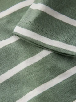 Groen/wit gestreepte safari - T-shirt met applicatie en lange mouwen (3 mnd-7 jr)