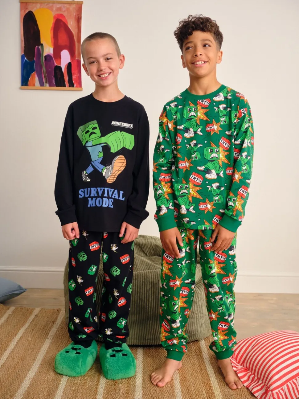 Groen/zwart Minecraft - Licentie Joggingbroeken Pyjama's 2 verpakking (5-16jr)