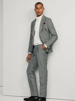 Hack Glen Check Peak Lapel Black Trouser