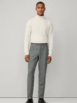 Hack Glen Check Peak Lapel Black Trouser