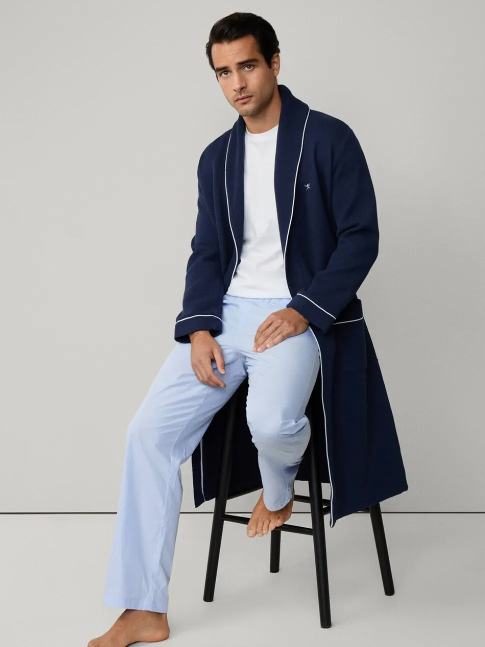 Hackett Blue Pure Cotton Waffle Robe