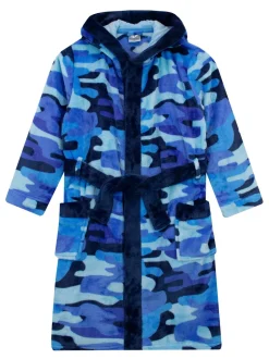 Harry Bear badjas met camouflageprint en BLAUWE AOP camouflageprint